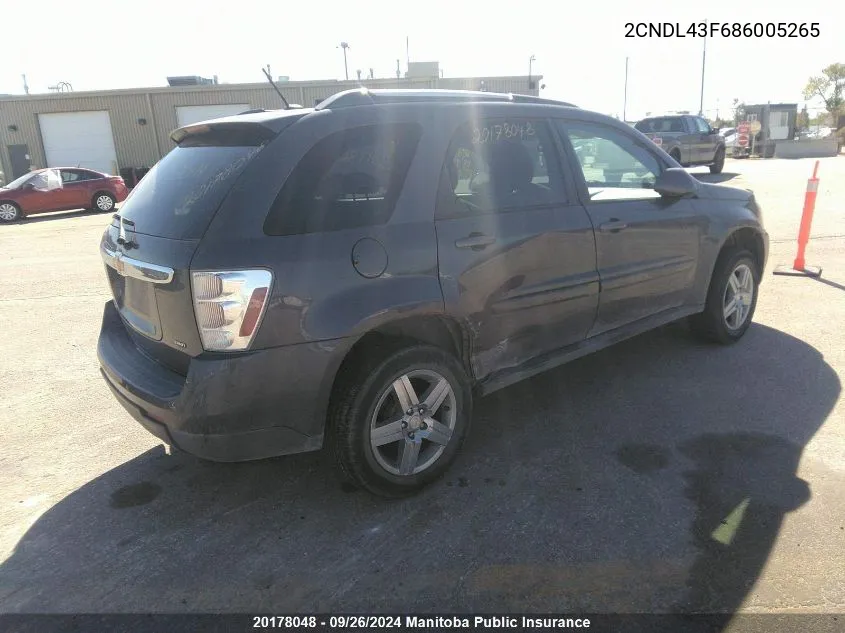 2CNDL43F686005265 2008 Chevrolet Equinox Lt V6