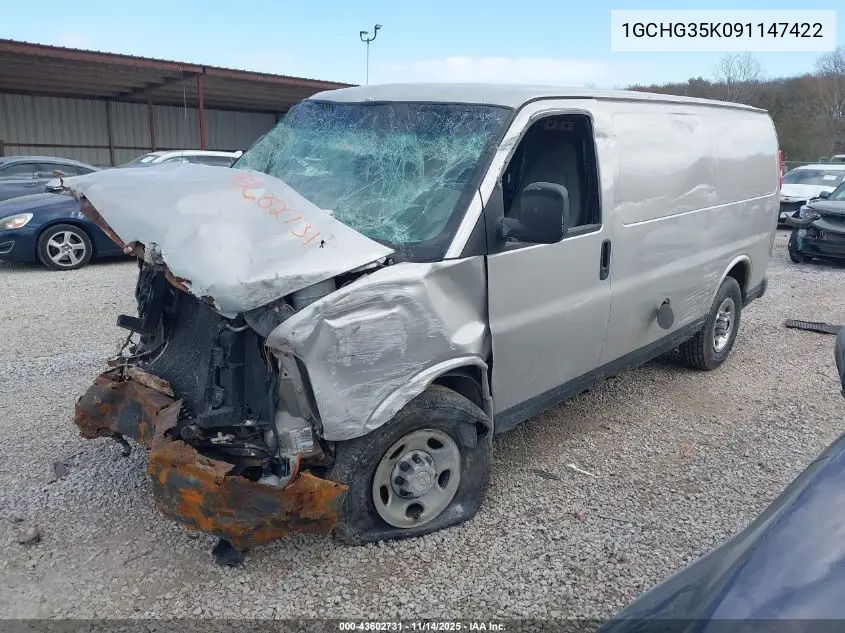 1GCHG35K091147422 2009 Chevrolet Express 3500 Work Van