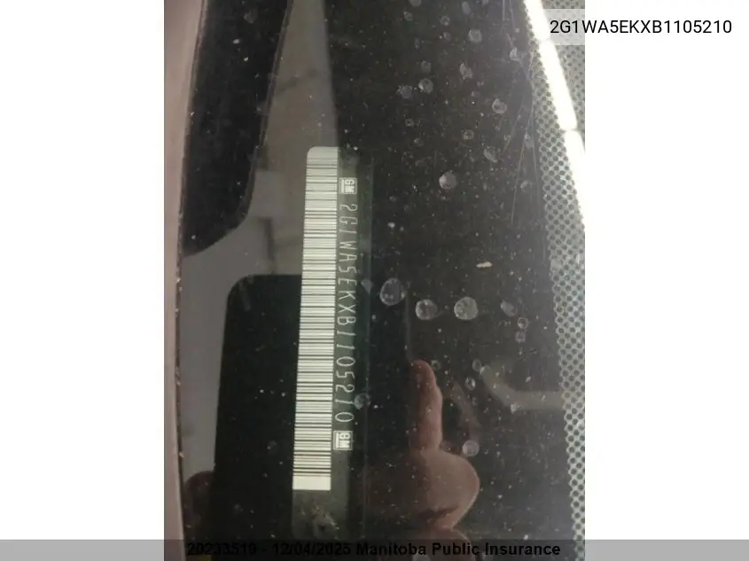2G1WA5EKXB1105210 2011 Chevrolet Impala Ls V6