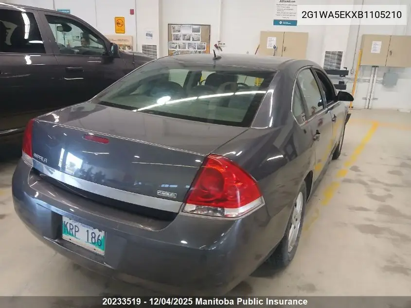 2G1WA5EKXB1105210 2011 Chevrolet Impala Ls V6