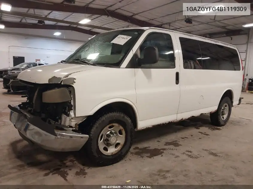 1GAZGYFG4B1119309 2011 Chevrolet Express 3500 Lt