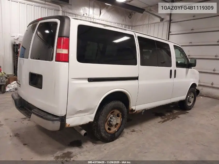 1GAZGYFG4B1119309 2011 Chevrolet Express 3500 Lt