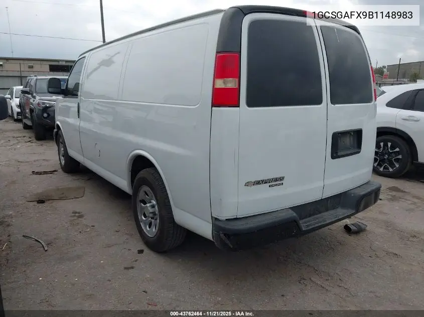 1GCSGAFX9B1148983 2011 Chevrolet Express 1500 Work Van