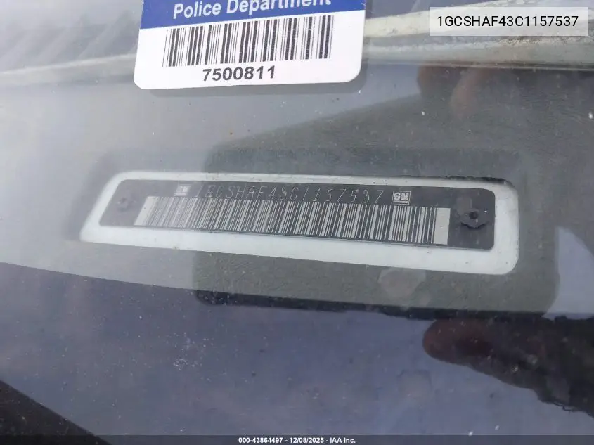 1GCSHAF43C1157537 2012 Chevrolet Express 1500 Work Van