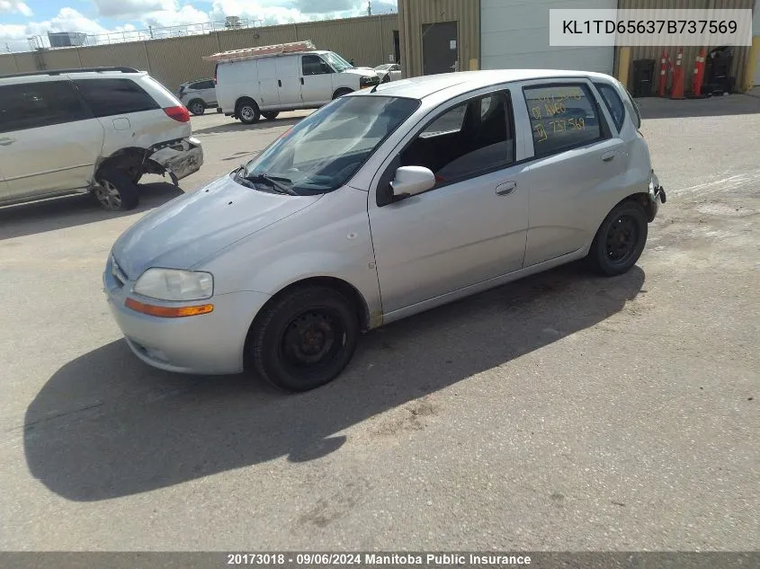 2007 Chevrolet Aveo VIN: KL1TD65637B737569 Lot: 20173018