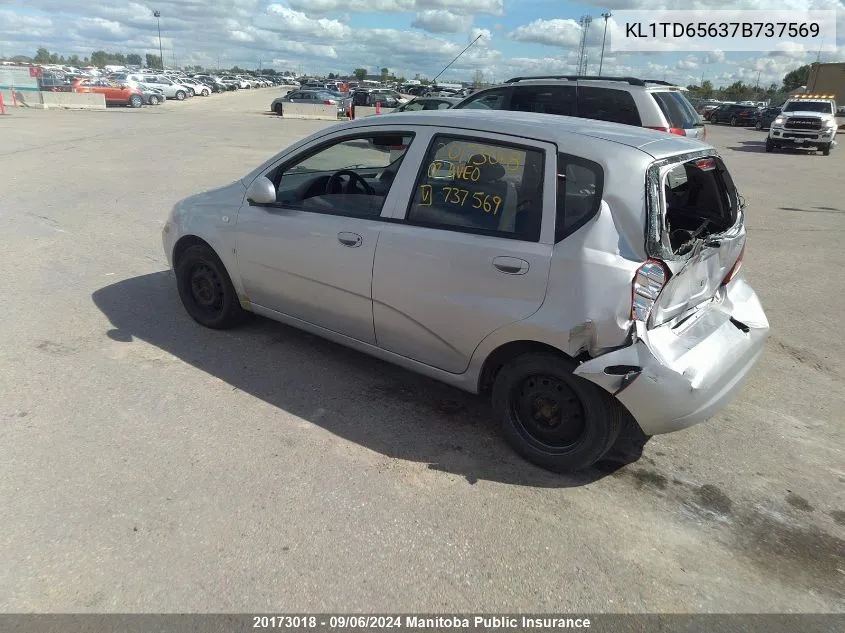 2007 Chevrolet Aveo VIN: KL1TD65637B737569 Lot: 20173018