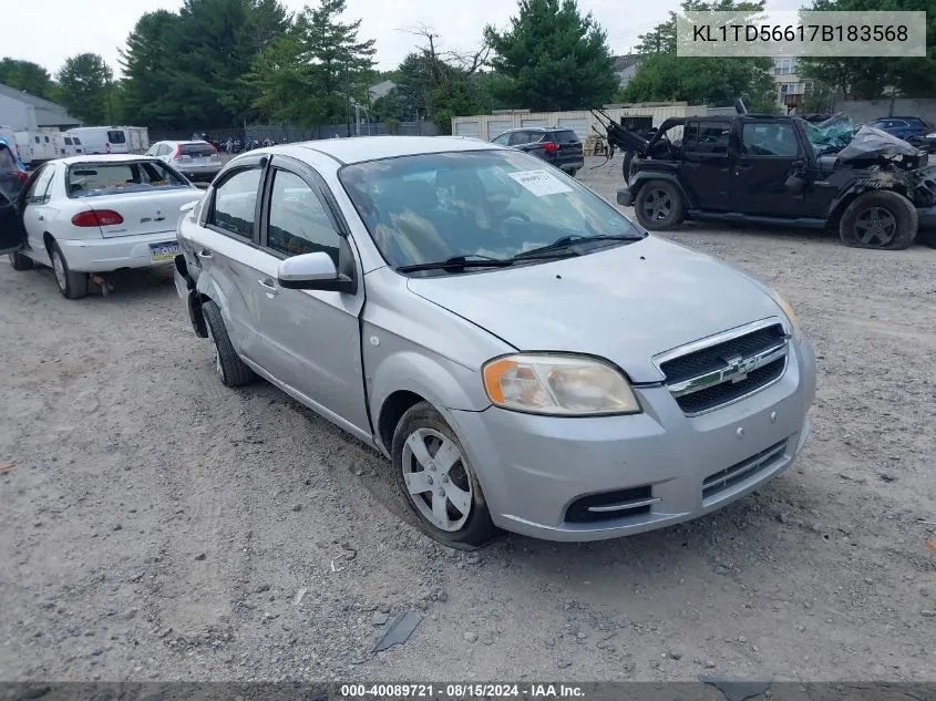 2007 Chevrolet Aveo Ls VIN: KL1TD56617B183568 Lot: 40089721