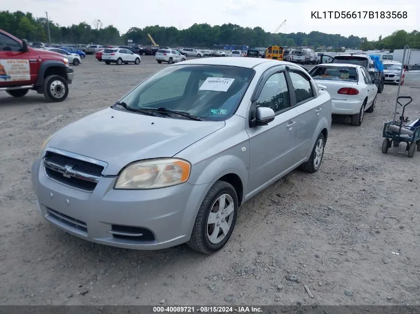 2007 Chevrolet Aveo Ls VIN: KL1TD56617B183568 Lot: 40089721