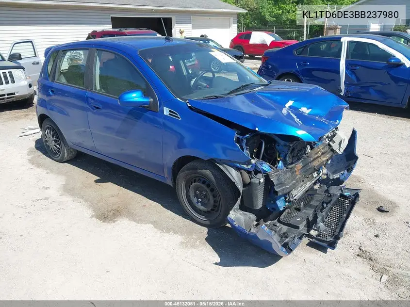 2011 Chevrolet Aveo 1Lt VIN: KL1TD6DE3BB237980 Lot: 45132051