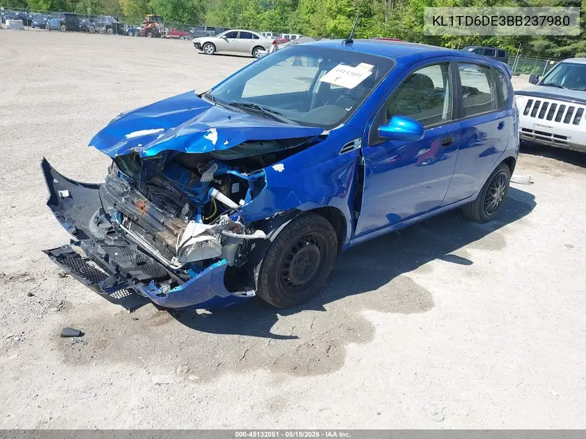 2011 Chevrolet Aveo 1Lt VIN: KL1TD6DE3BB237980 Lot: 45132051