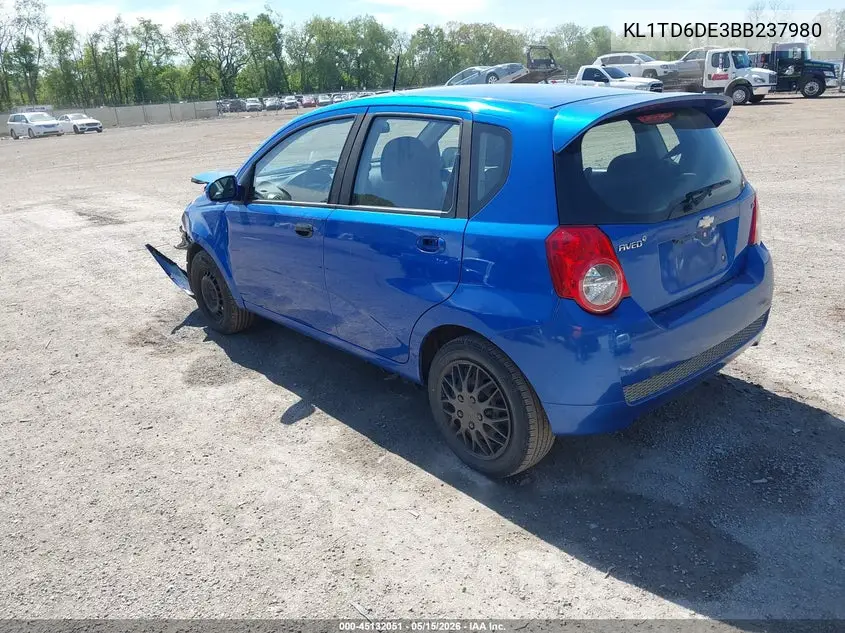 2011 Chevrolet Aveo 1Lt VIN: KL1TD6DE3BB237980 Lot: 45132051