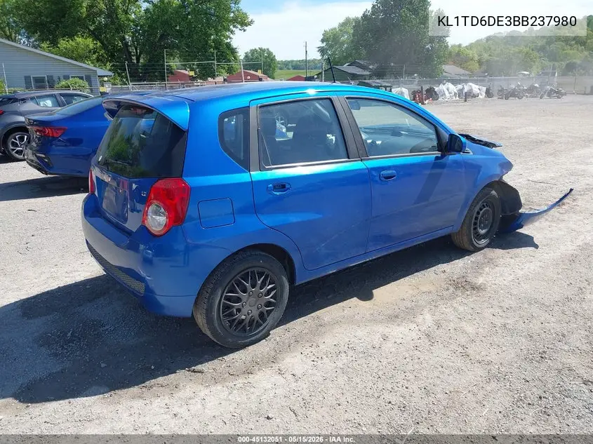 2011 Chevrolet Aveo 1Lt VIN: KL1TD6DE3BB237980 Lot: 45132051