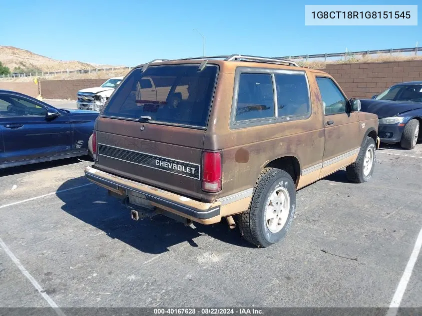 1986 Chevrolet Blazer S10 VIN: 1G8CT18R1G8151545 Lot: 40167628