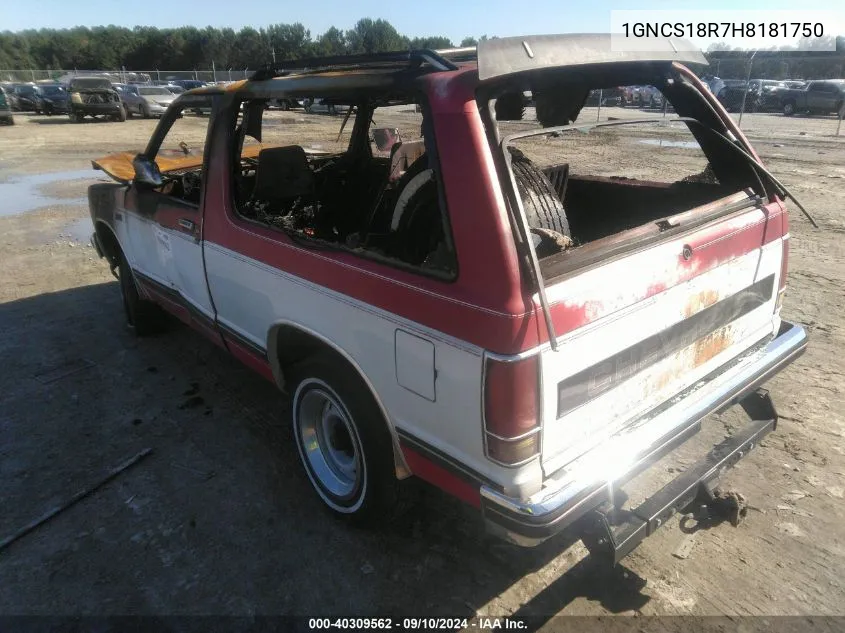 1987 Chevrolet Blazer S10 VIN: 1GNCS18R7H8181750 Lot: 40309562