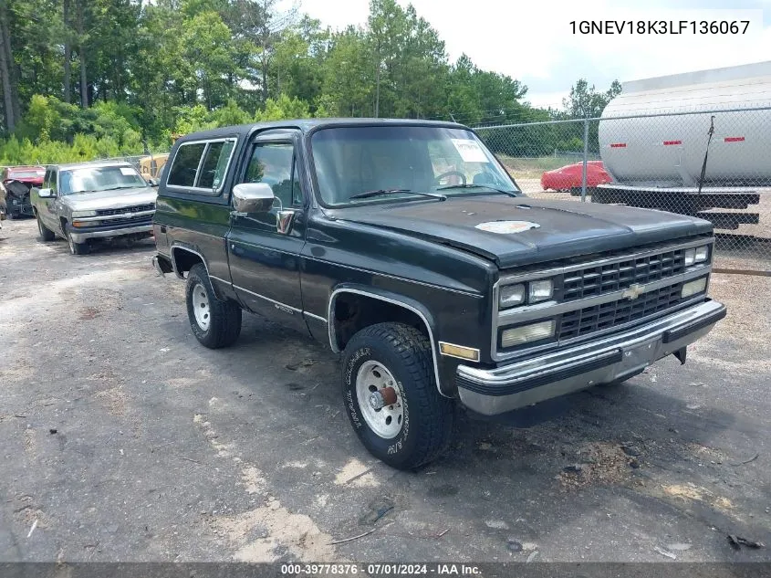 1990 Chevrolet Blazer V10 VIN: 1GNEV18K3LF136067 Lot: 39778376