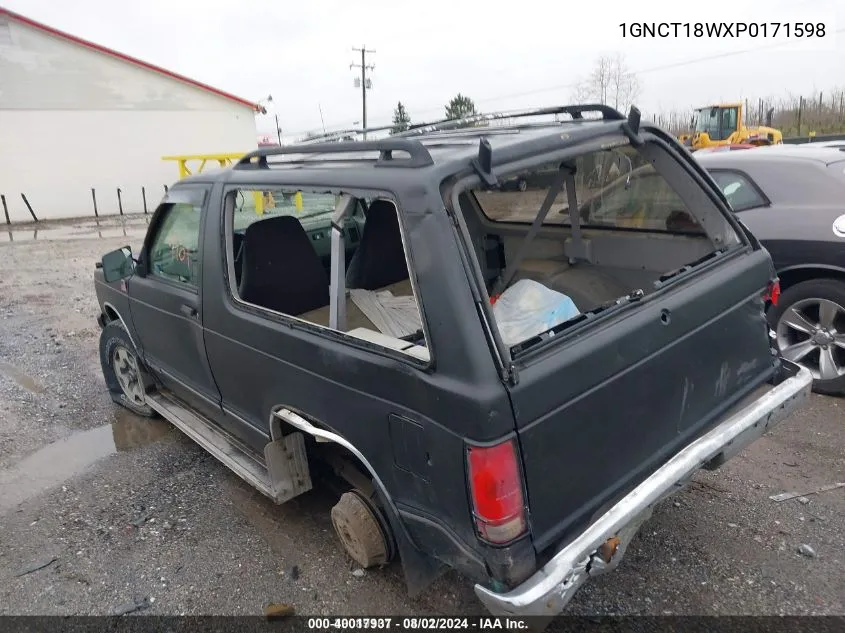 1993 Chevrolet Blazer S10 VIN: 1GNCT18WXP0171598 Lot: 40017937