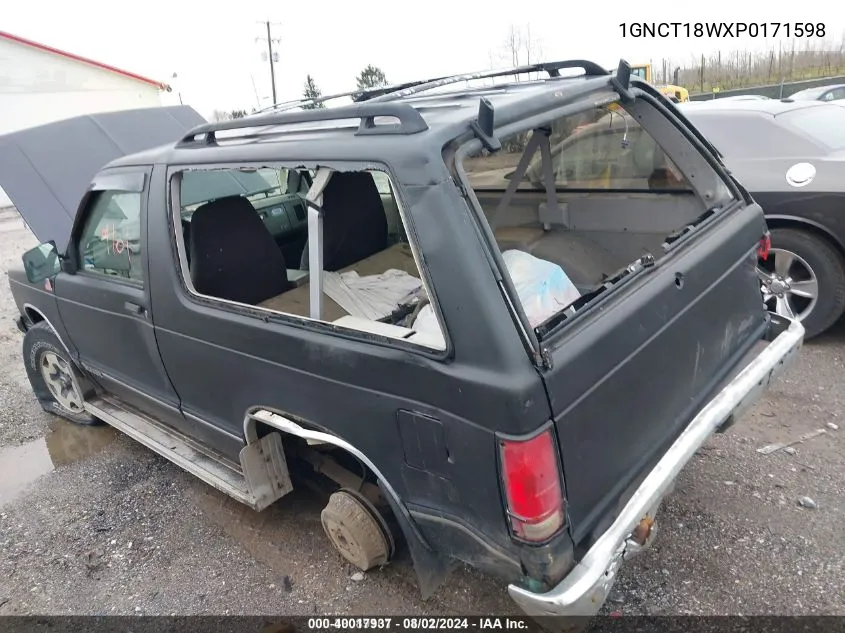 1993 Chevrolet Blazer S10 VIN: 1GNCT18WXP0171598 Lot: 40017937