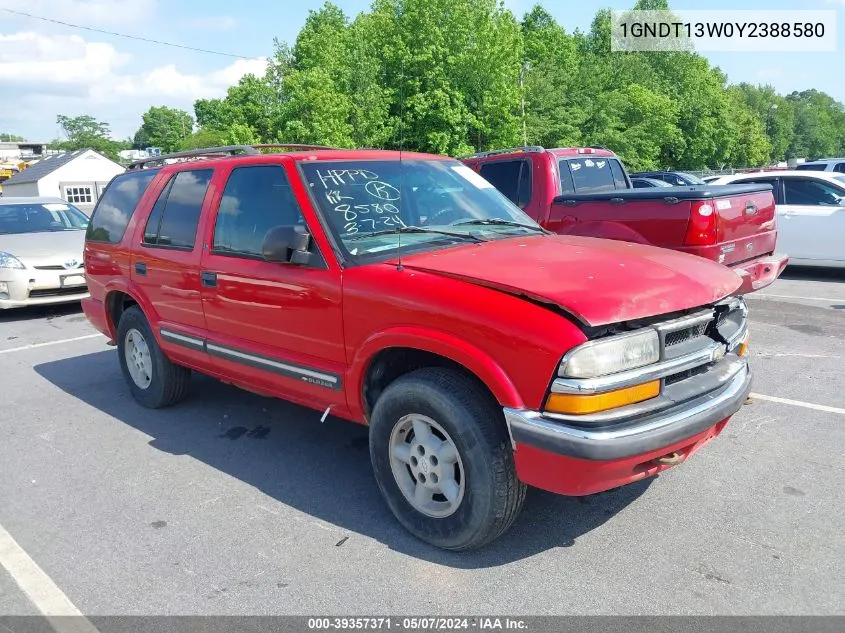 1GNDT13W0Y2388580 2000 Chevrolet Blazer Ls