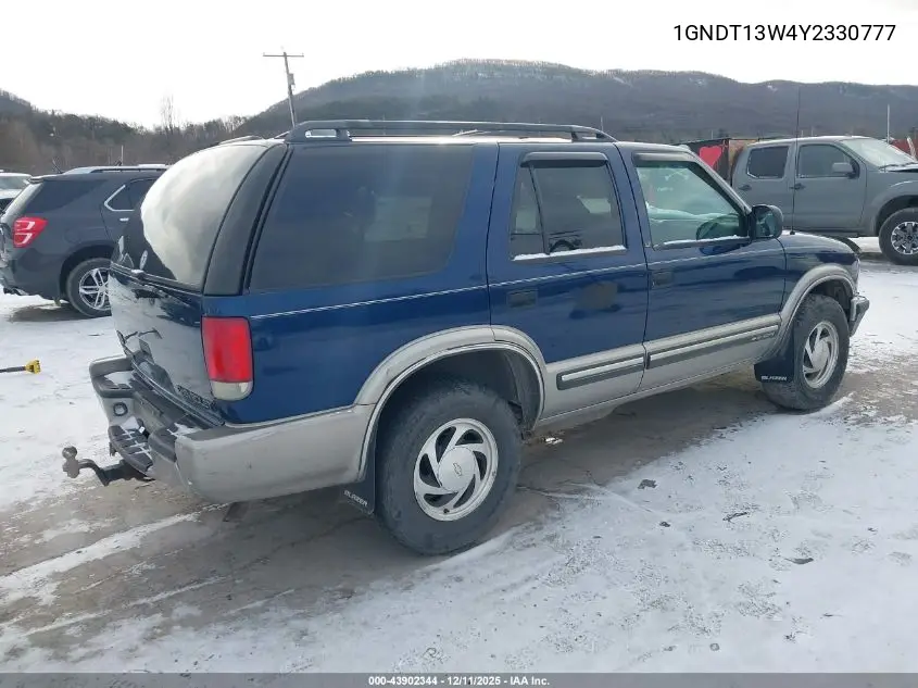 1GNDT13W4Y2330777 2000 Chevrolet Blazer Lt