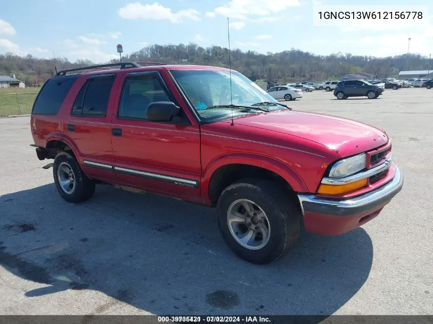 2001 Chevrolet Blazer Lt VIN: 1GNCS13W612156778 Lot: 39735421