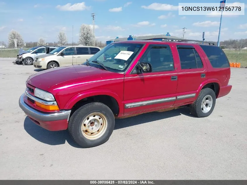 1GNCS13W612156778 2001 Chevrolet Blazer Lt