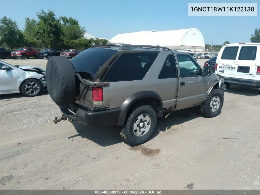 1GNCT18W11K122138 2001 Chevrolet Blazer Ls