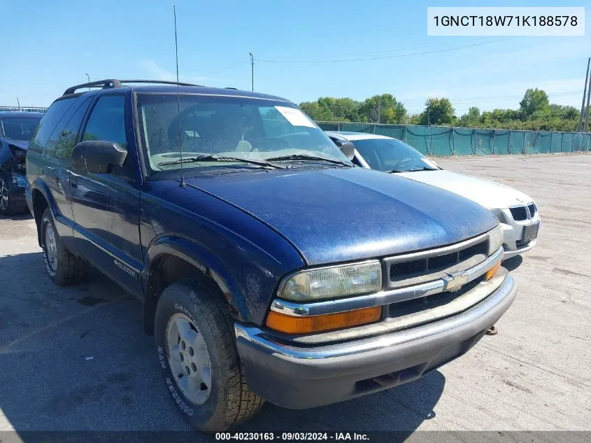 2001 Chevrolet Blazer Ls VIN: 1GNCT18W71K188578 Lot: 40230163