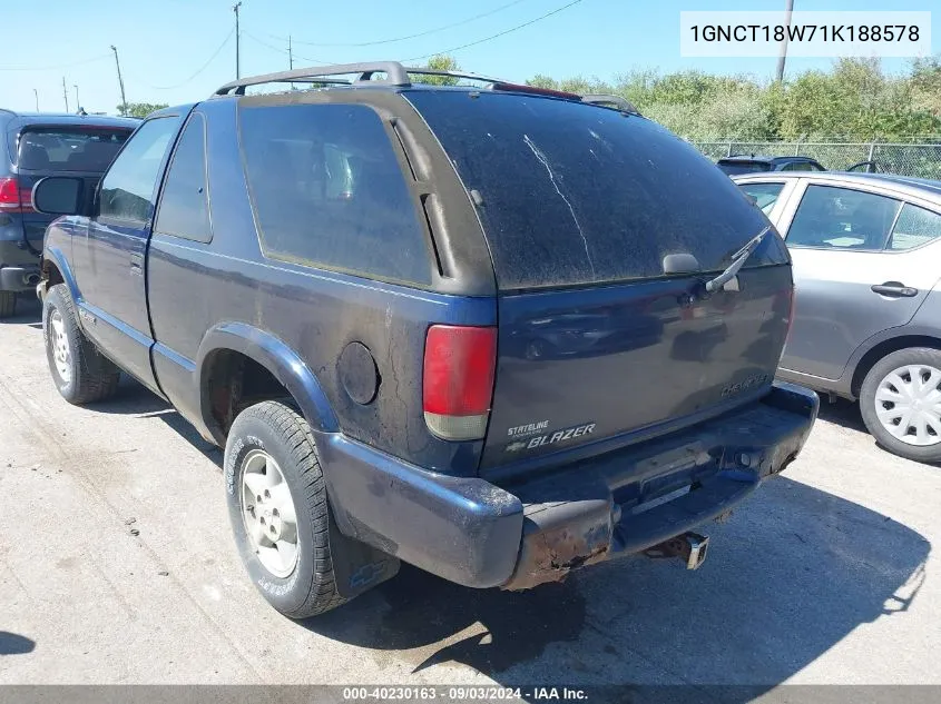 2001 Chevrolet Blazer Ls VIN: 1GNCT18W71K188578 Lot: 40230163