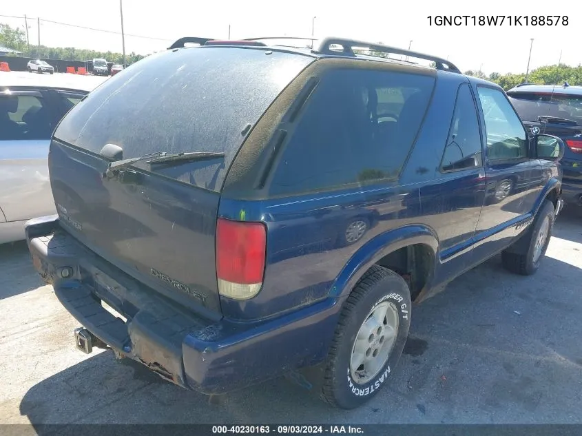 2001 Chevrolet Blazer Ls VIN: 1GNCT18W71K188578 Lot: 40230163