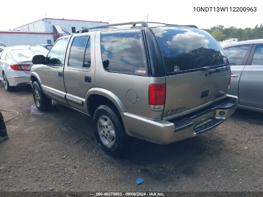 2001 Chevrolet Blazer Ls VIN: 1GNDT13W112200963 Lot: 40270583