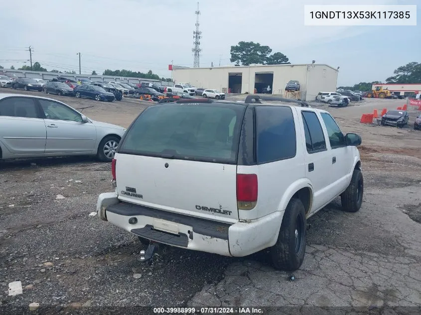 1GNDT13X53K117385 2003 Chevrolet Blazer Ls