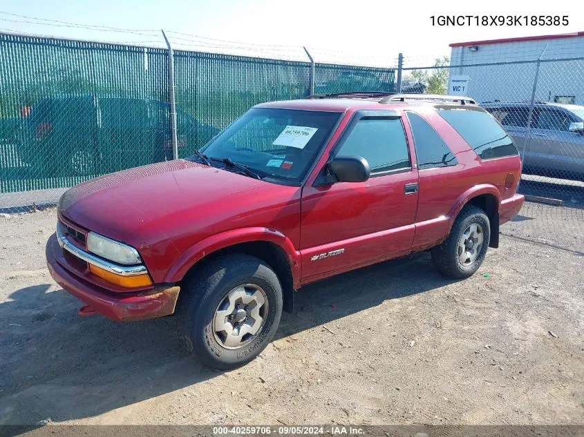 2003 Chevrolet Blazer VIN: 1GNCT18X93K185385 Lot: 40259706