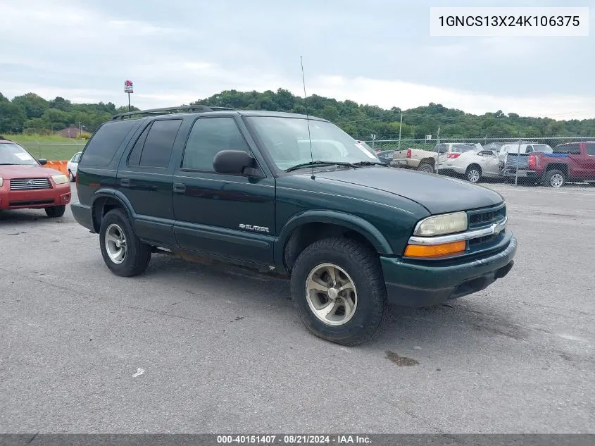 1GNCS13X24K106375 2004 Chevrolet Blazer