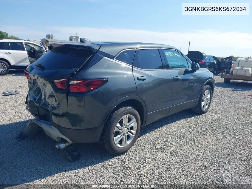 2019 Chevrolet Blazer VIN: 3GNKBGRS6KS672034 Lot: 40084566