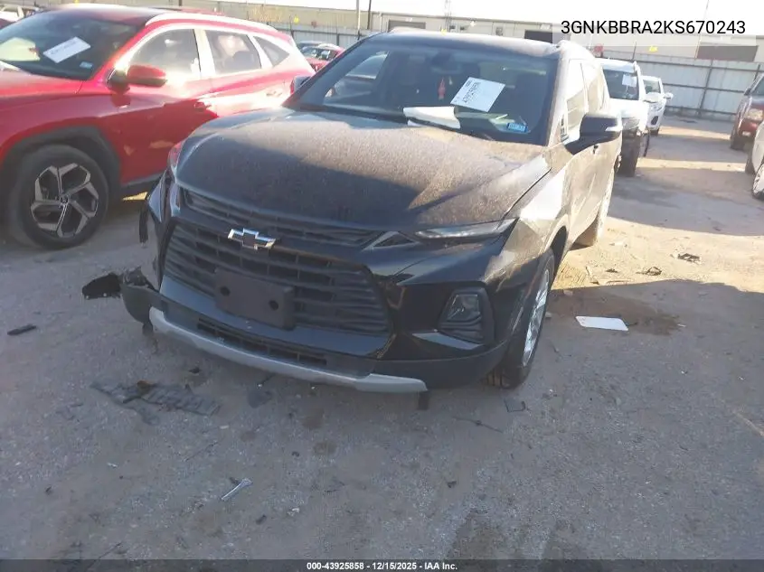 3GNKBBRA2KS670243 2019 Chevrolet Blazer