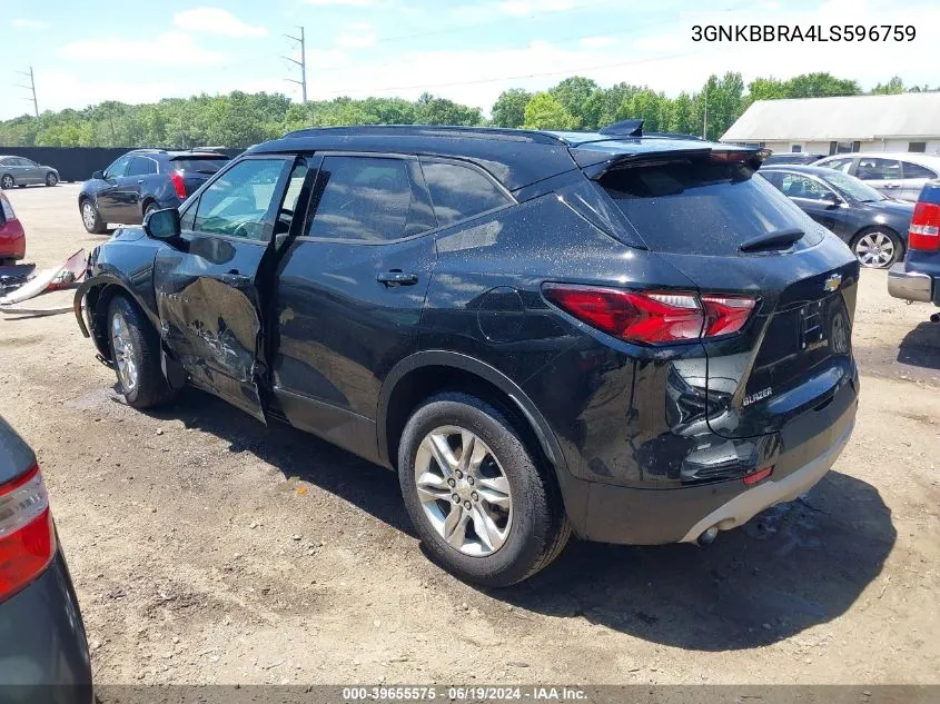 2020 Chevrolet Blazer Fwd 1Lt VIN: 3GNKBBRA4LS596759 Lot: 39655575