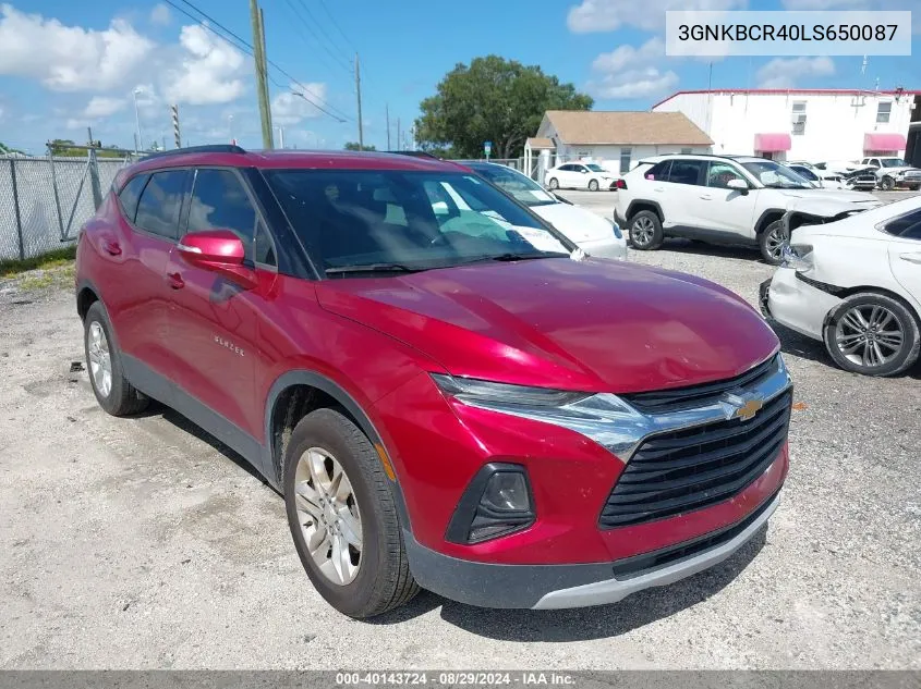 2020 Chevrolet Blazer Fwd 2Lt VIN: 3GNKBCR40LS650087 Lot: 40143724