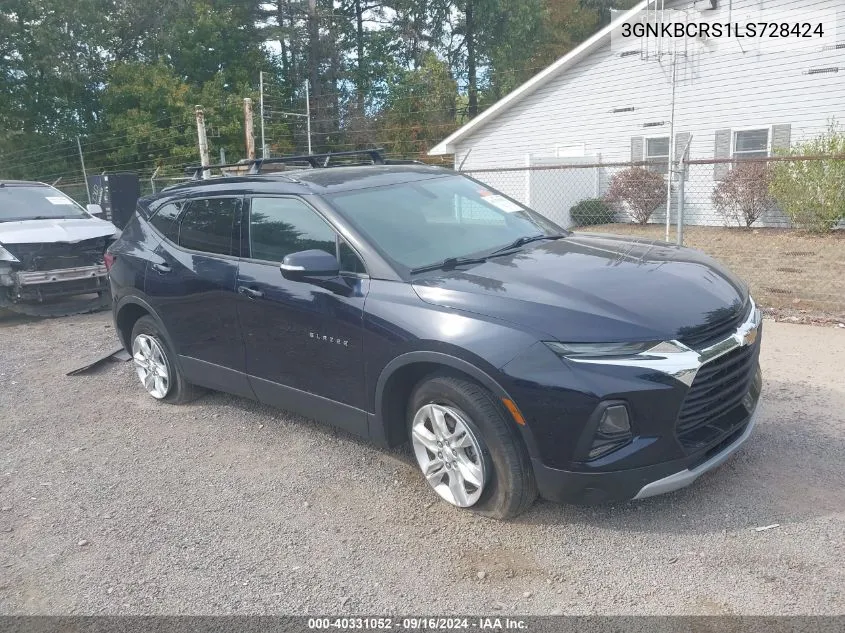 2020 Chevrolet Blazer Fwd 2Lt VIN: 3GNKBCRS1LS728424 Lot: 40331052