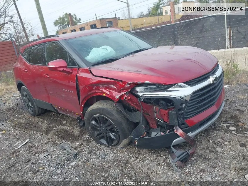 2021 Chevrolet Blazer Fwd 2Lt VIN: 3GNKBCRS8MS570214 Lot: 37981762