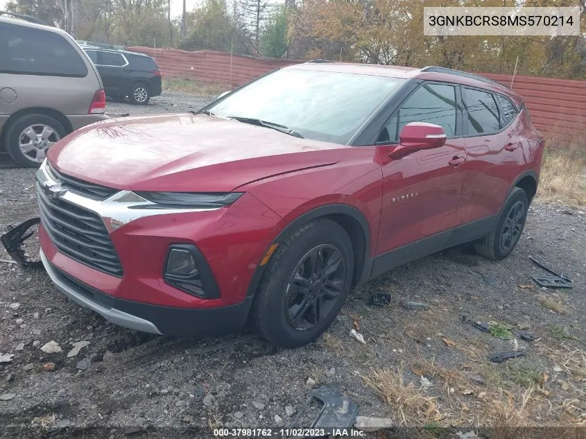 2021 Chevrolet Blazer Fwd 2Lt VIN: 3GNKBCRS8MS570214 Lot: 37981762