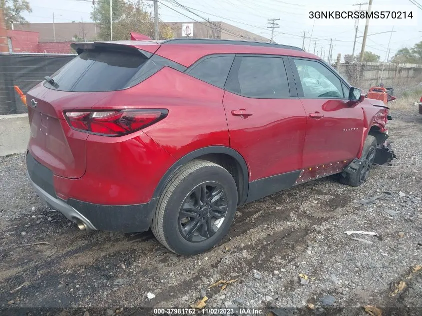 2021 Chevrolet Blazer Fwd 2Lt VIN: 3GNKBCRS8MS570214 Lot: 37981762