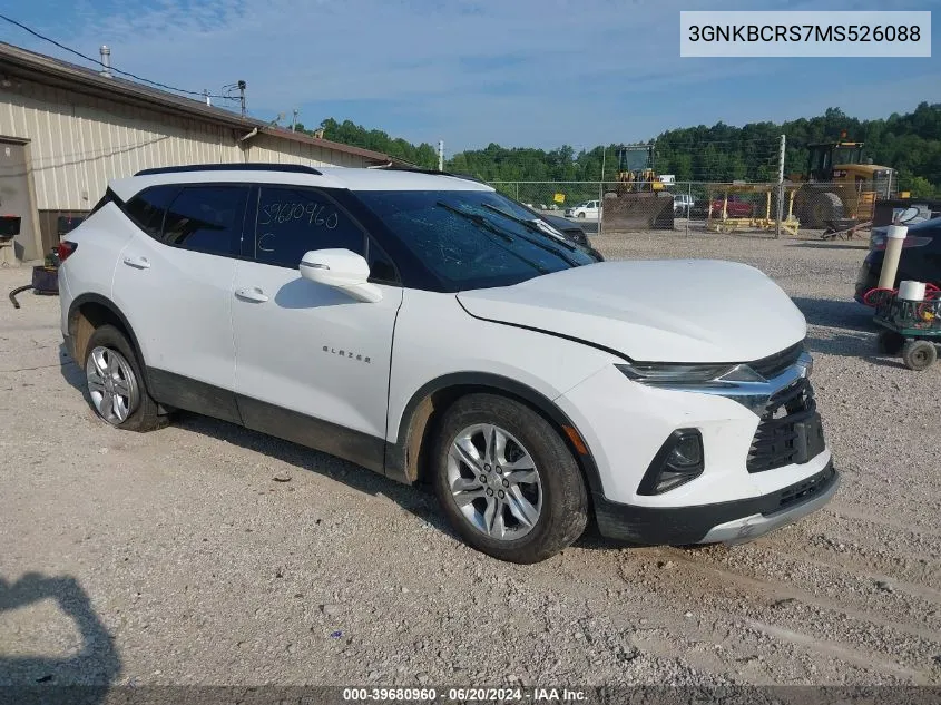 2021 Chevrolet Blazer 2Lt VIN: 3GNKBCRS7MS526088 Lot: 39680960