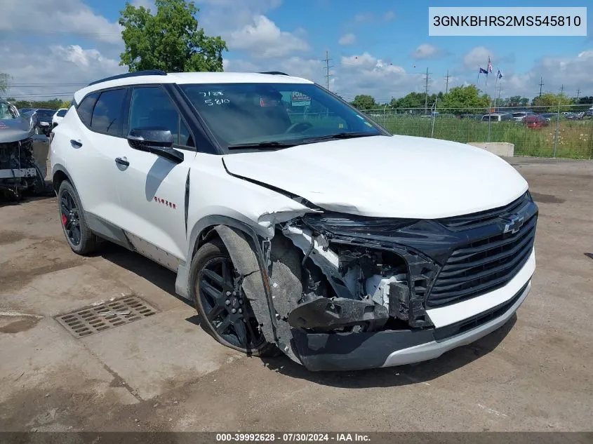 2021 Chevrolet Blazer Awd 2Lt VIN: 3GNKBHRS2MS545810 Lot: 39992628