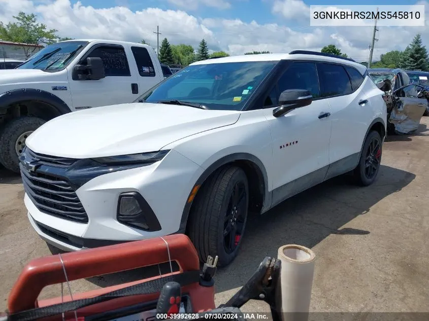 2021 Chevrolet Blazer Awd 2Lt VIN: 3GNKBHRS2MS545810 Lot: 39992628