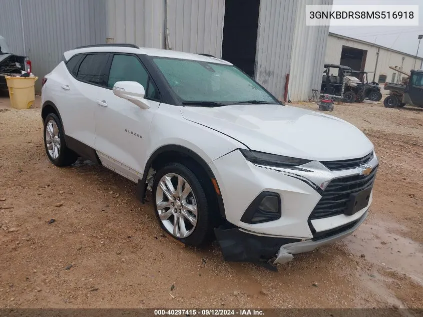 2021 Chevrolet Blazer Fwd 3Lt VIN: 3GNKBDRS8MS516918 Lot: 40297415