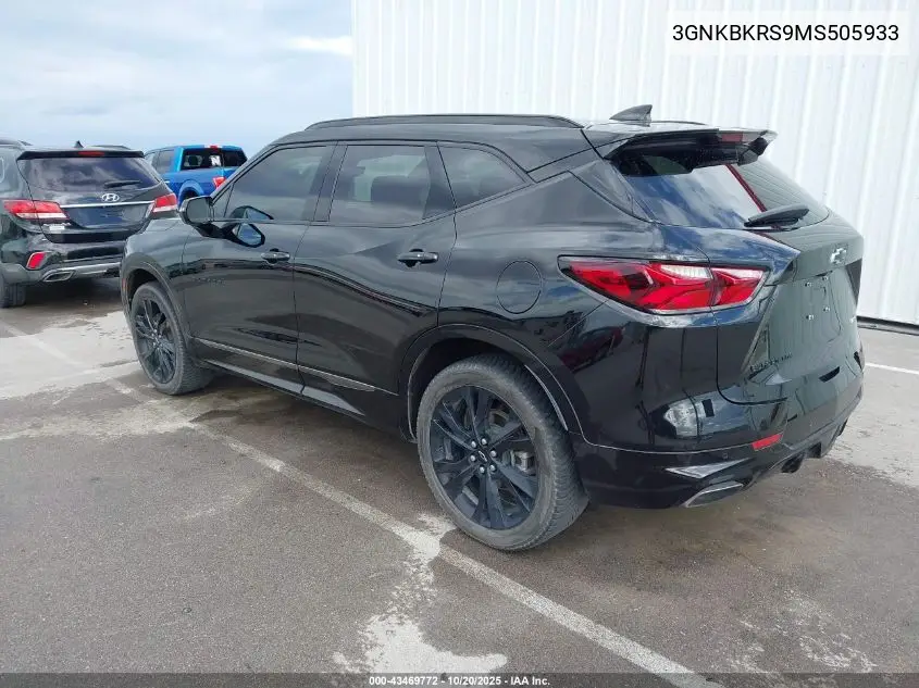 3GNKBKRS9MS505933 2021 Chevrolet Blazer Awd Rs