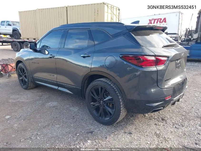 3GNKBERS3MS532451 2021 Chevrolet Blazer Fwd Rs