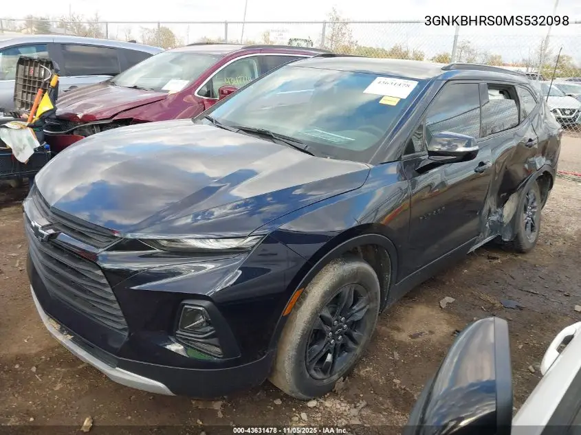 3GNKBHRS0MS532098 2021 Chevrolet Blazer Awd 2Lt