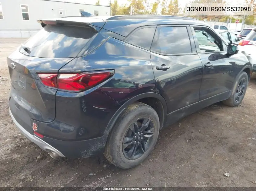 3GNKBHRS0MS532098 2021 Chevrolet Blazer Awd 2Lt