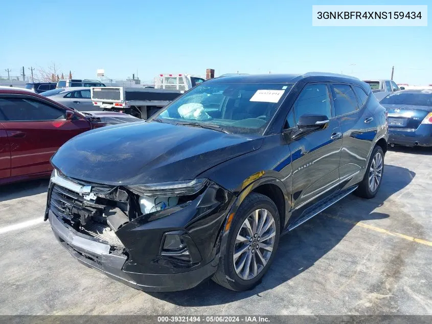 2022 Chevrolet Blazer Fwd Premier VIN: 3GNKBFR4XNS159434 Lot: 40295735